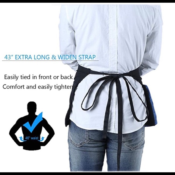 Waist Apron With Three Pockets Black - Picture 3 of 7